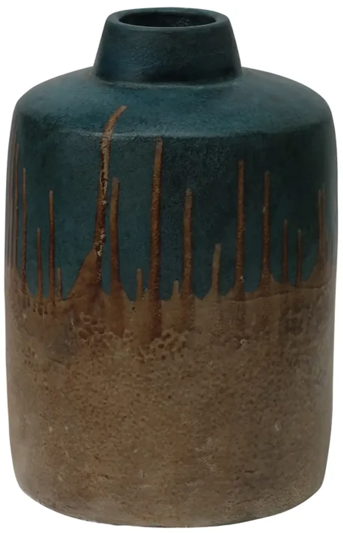 Terracotta, 12"h 2-tone Vase, Blue/ivory