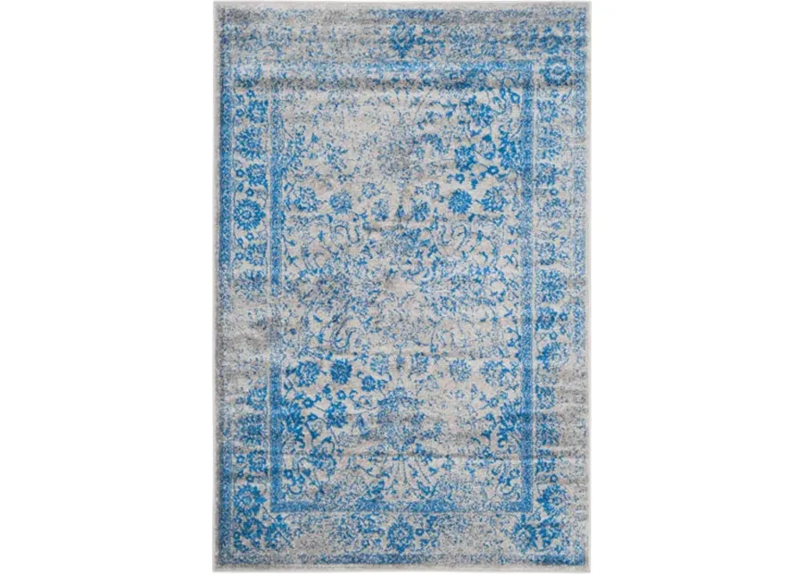 Adirondack Contemporary Grey / Blue 2'-6" X 18' Powerloomed Rug