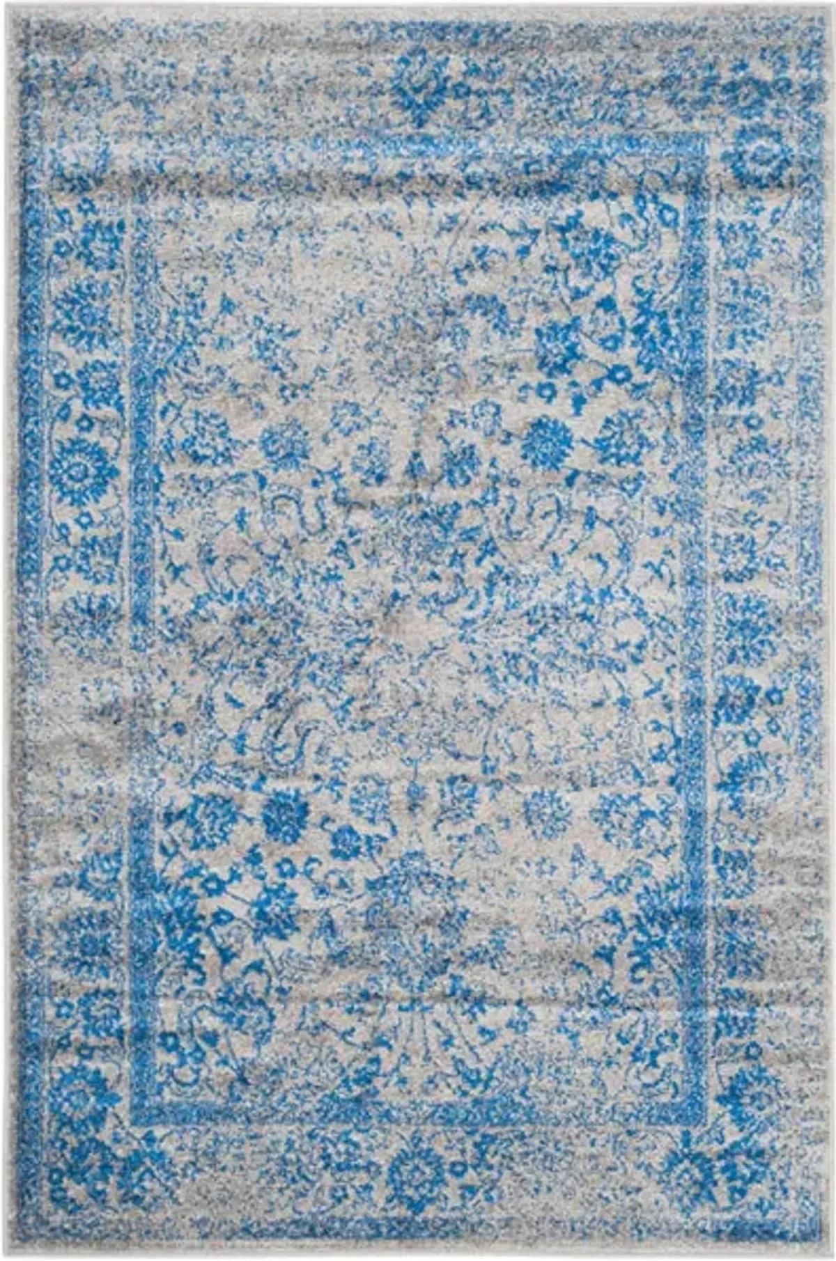 Adirondack Contemporary Grey / Blue 2'-6" X 18' Powerloomed Rug