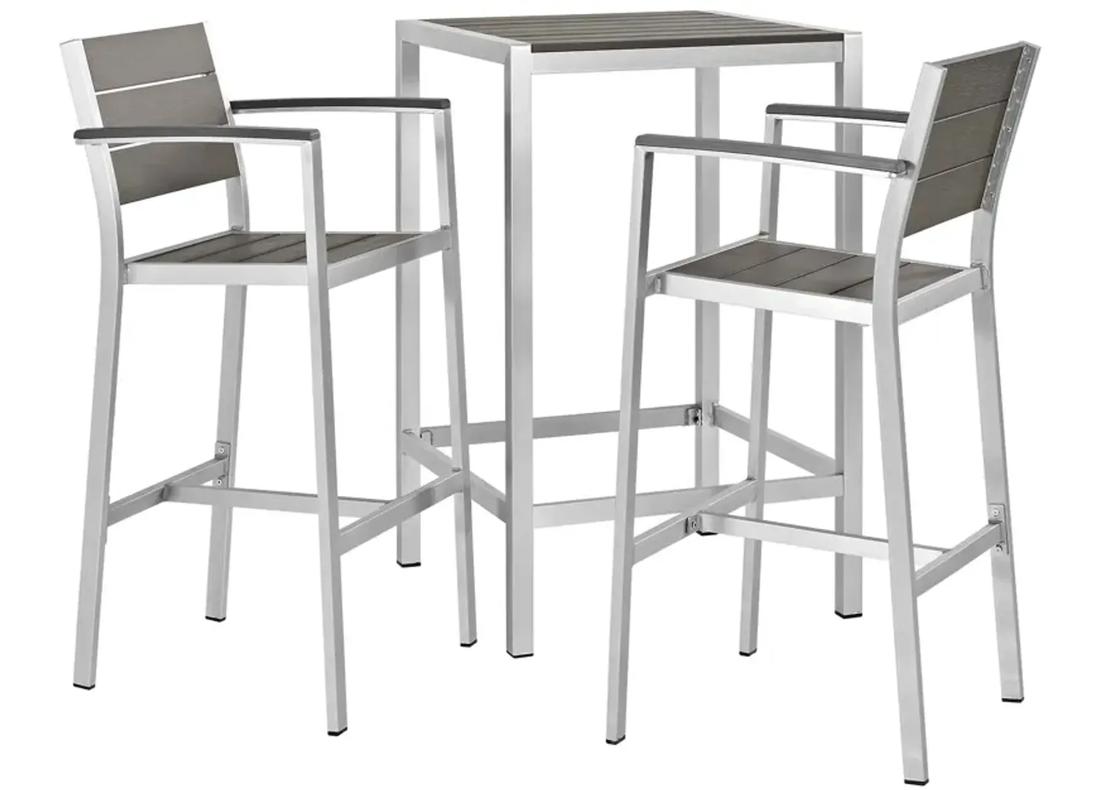 Shore 3 Piece Outdoor Patio Aluminum Pub Set