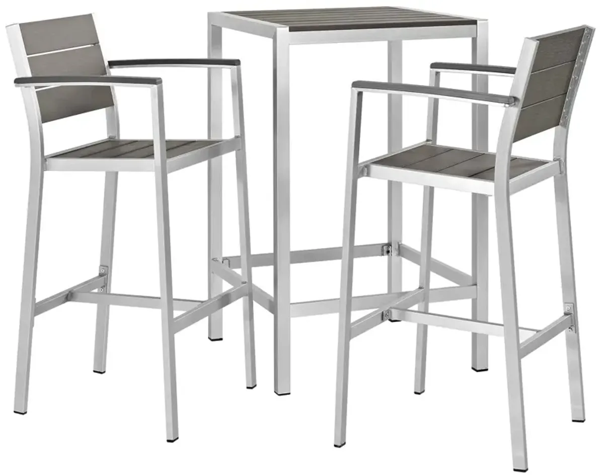 Shore 3 Piece Outdoor Patio Aluminum Pub Set