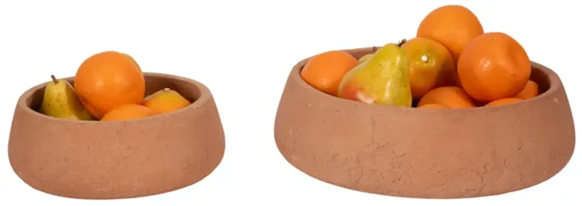 S/2 10/14" Terracotta Bowls, Natural