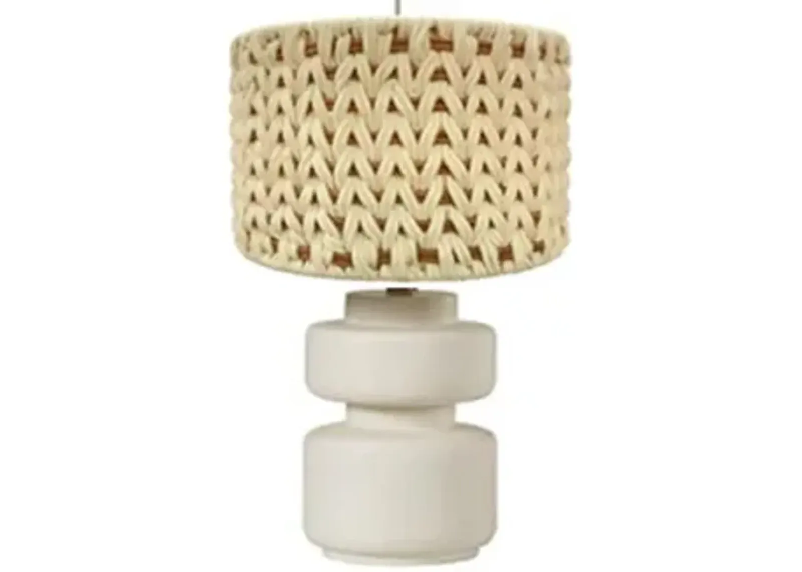 23"ceramic Table Lamp With Macrame Shade