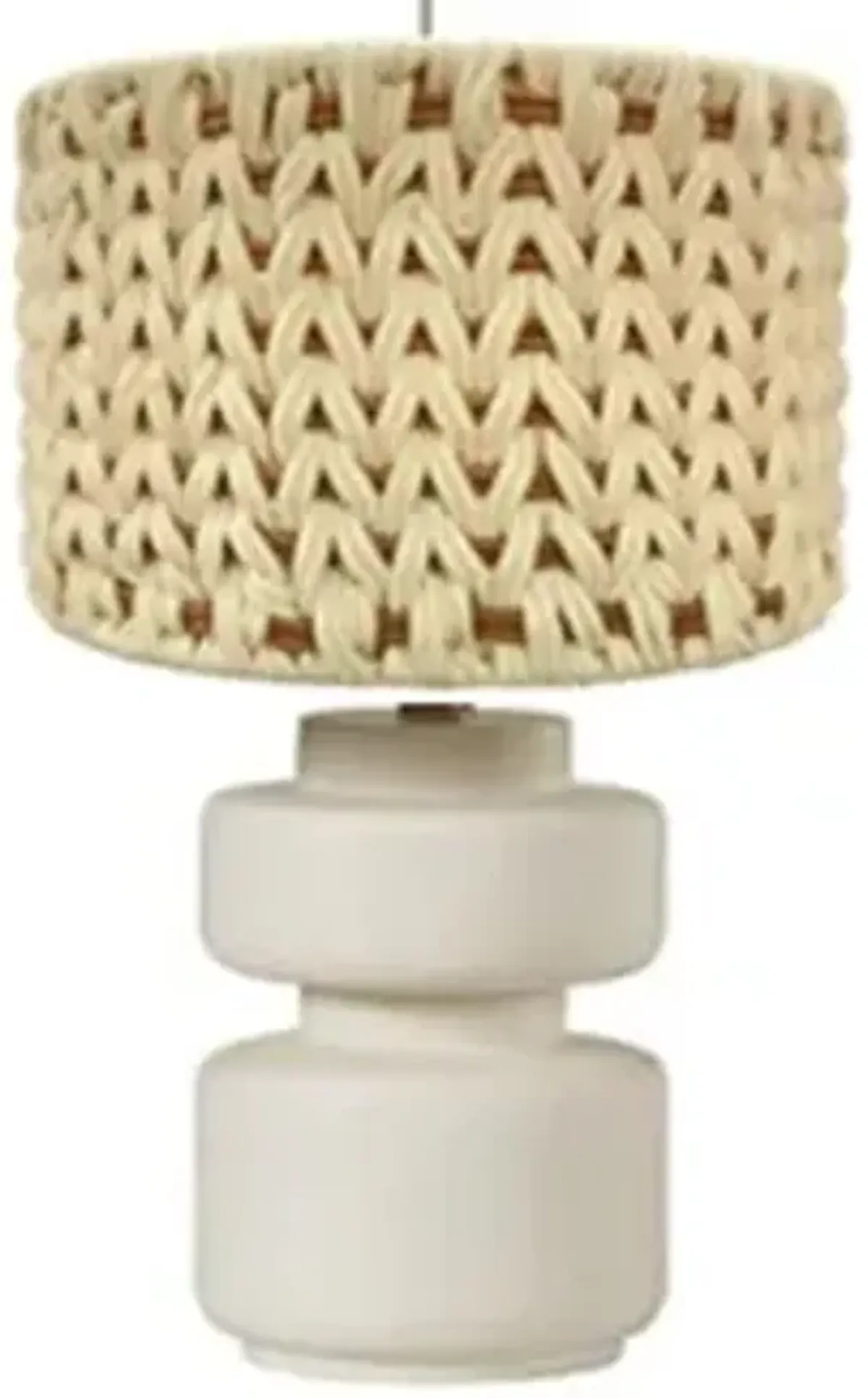 23"ceramic Table Lamp With Macrame Shade