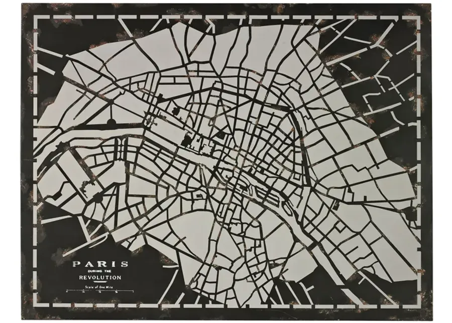 City Map of Paris Circa 1790 (Laser cut on Metal)