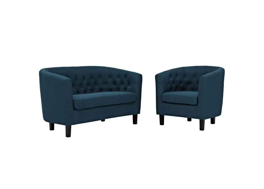 Prospect 2 Piece Upholstered Fabric Loveseat and Armchair Set