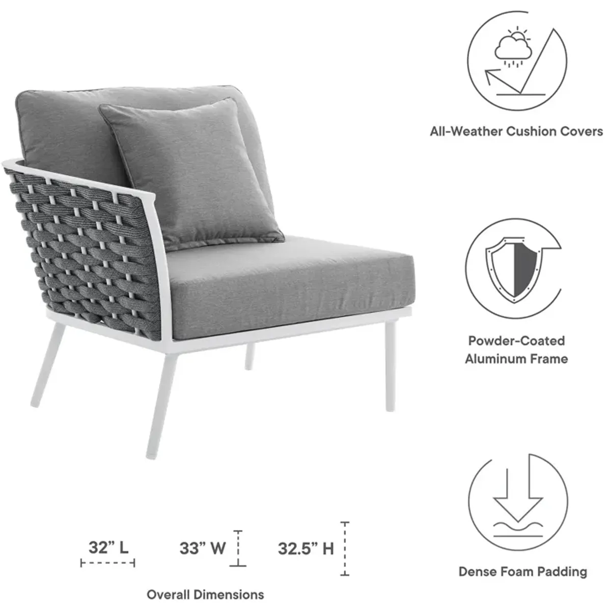 Stance Outdoor Patio Aluminum Left-Facing Armchair