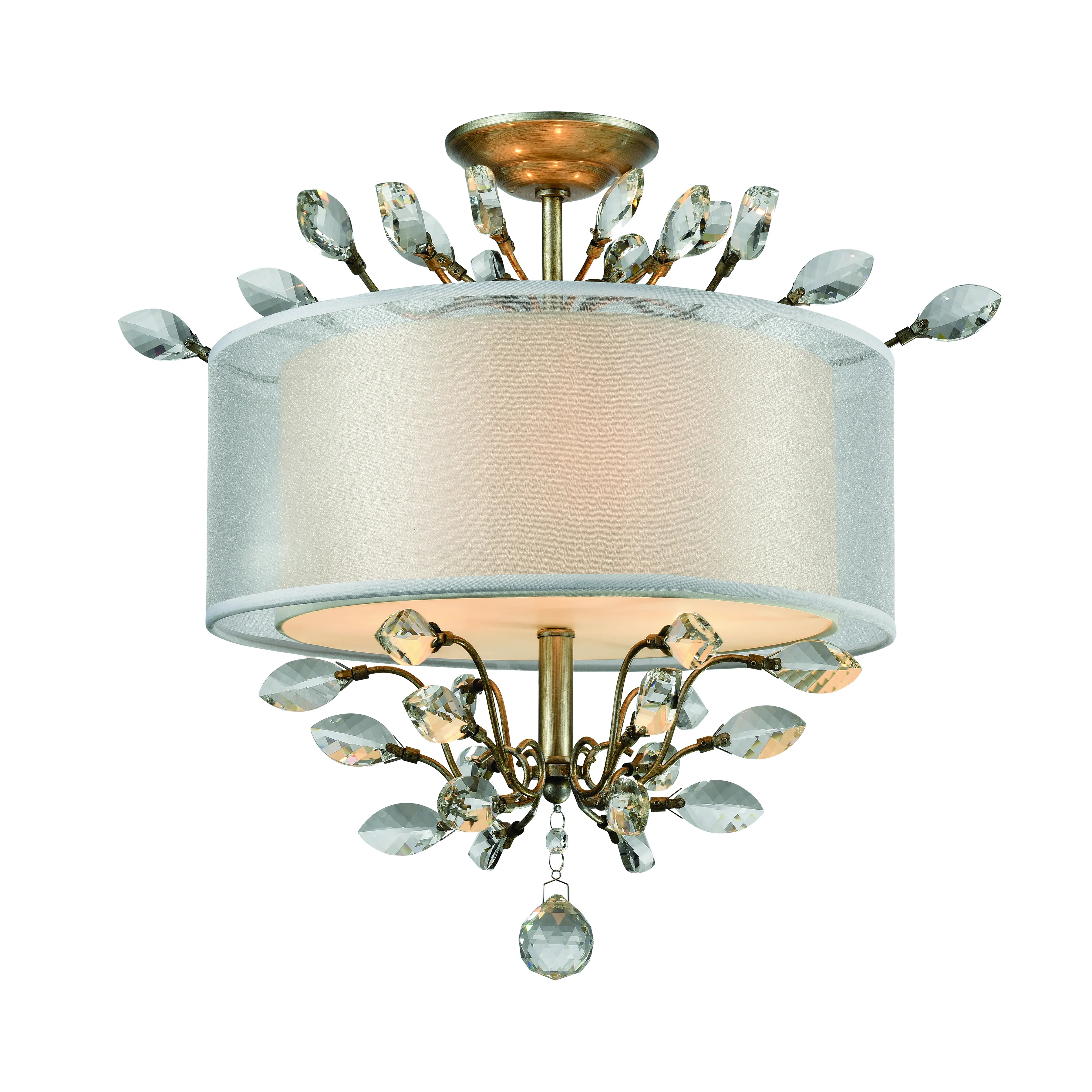 Asbury 19" Wide 3-Light Semi Flush Mount - Aged Silver