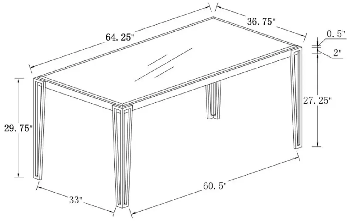 Pauline Rectangular Dining Table with Metal Leg White and Chrome