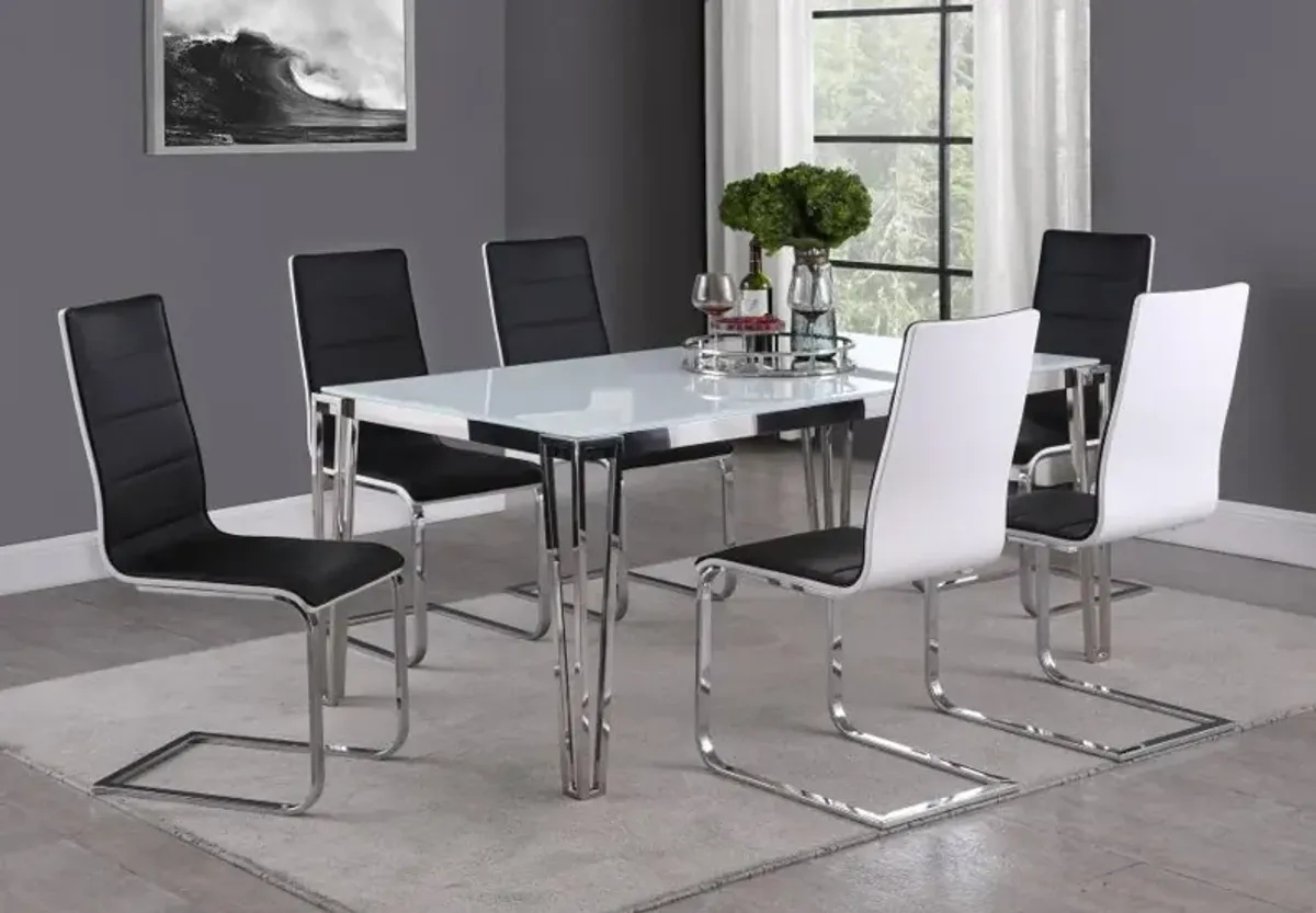 Pauline Rectangular Dining Table with Metal Leg White and Chrome