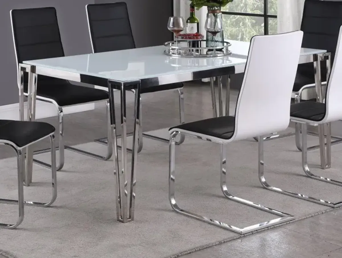 Pauline Rectangular Dining Table with Metal Leg White and Chrome