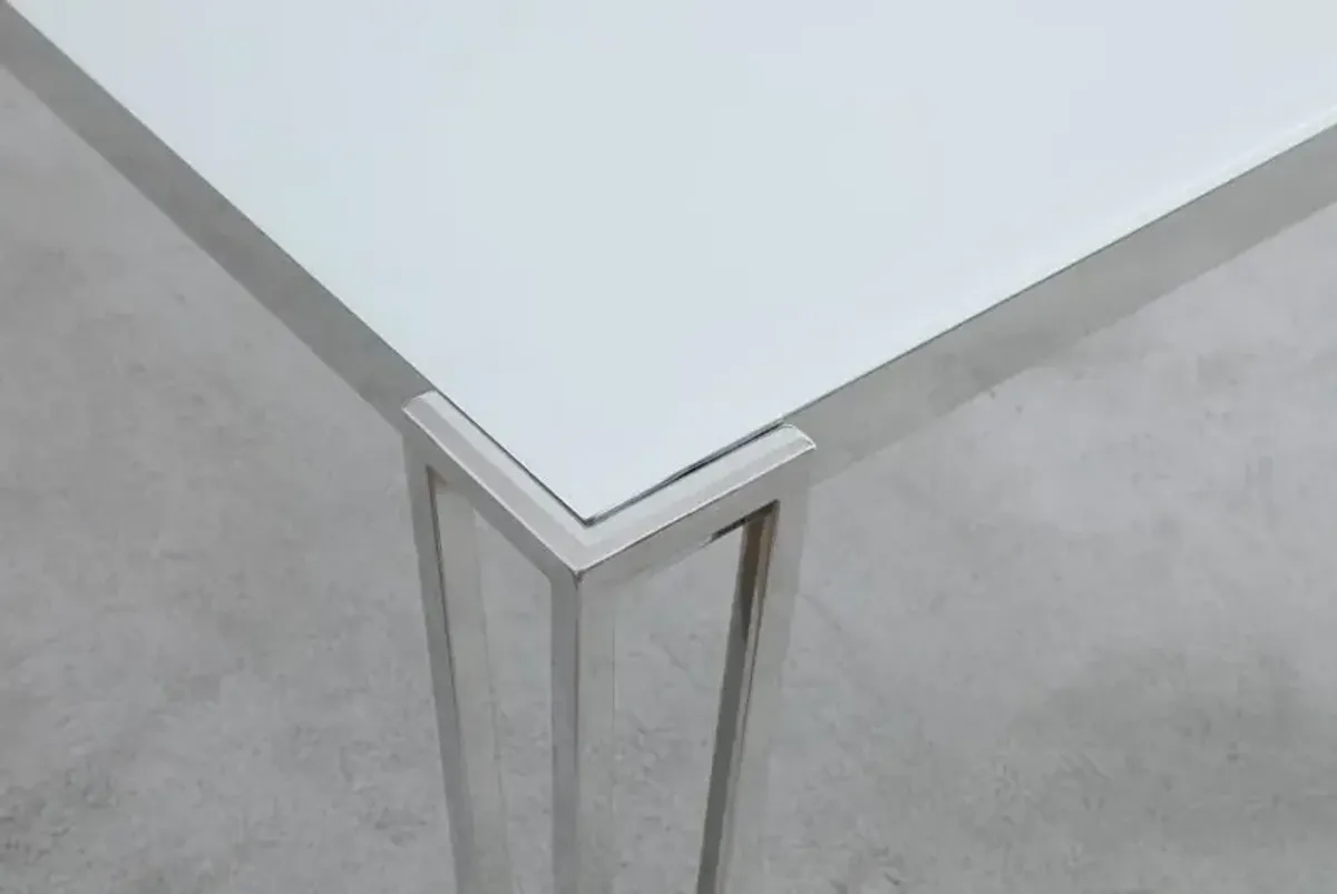 Pauline Rectangular Dining Table with Metal Leg White and Chrome