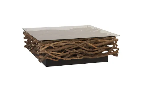 vine coffee table, with glass