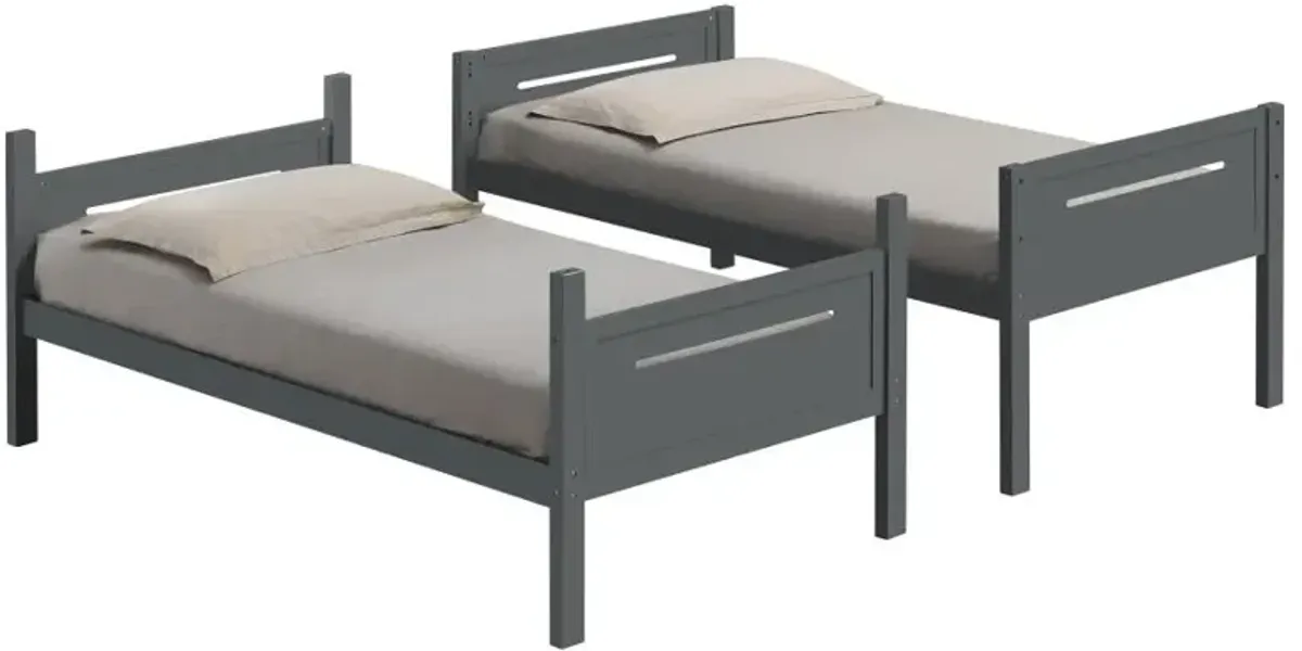 Littleton Twin Over Twin Bunk Bed Grey