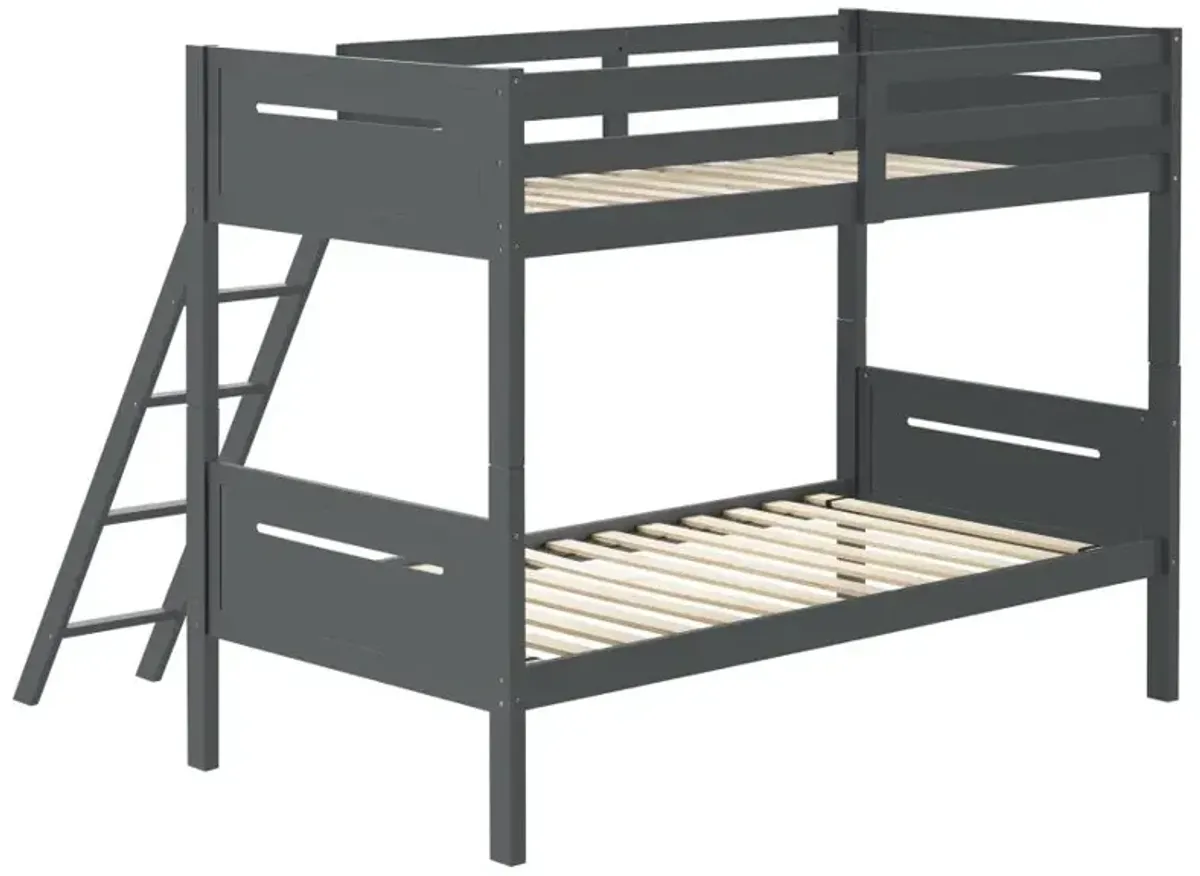 Littleton Twin Over Twin Bunk Bed Grey