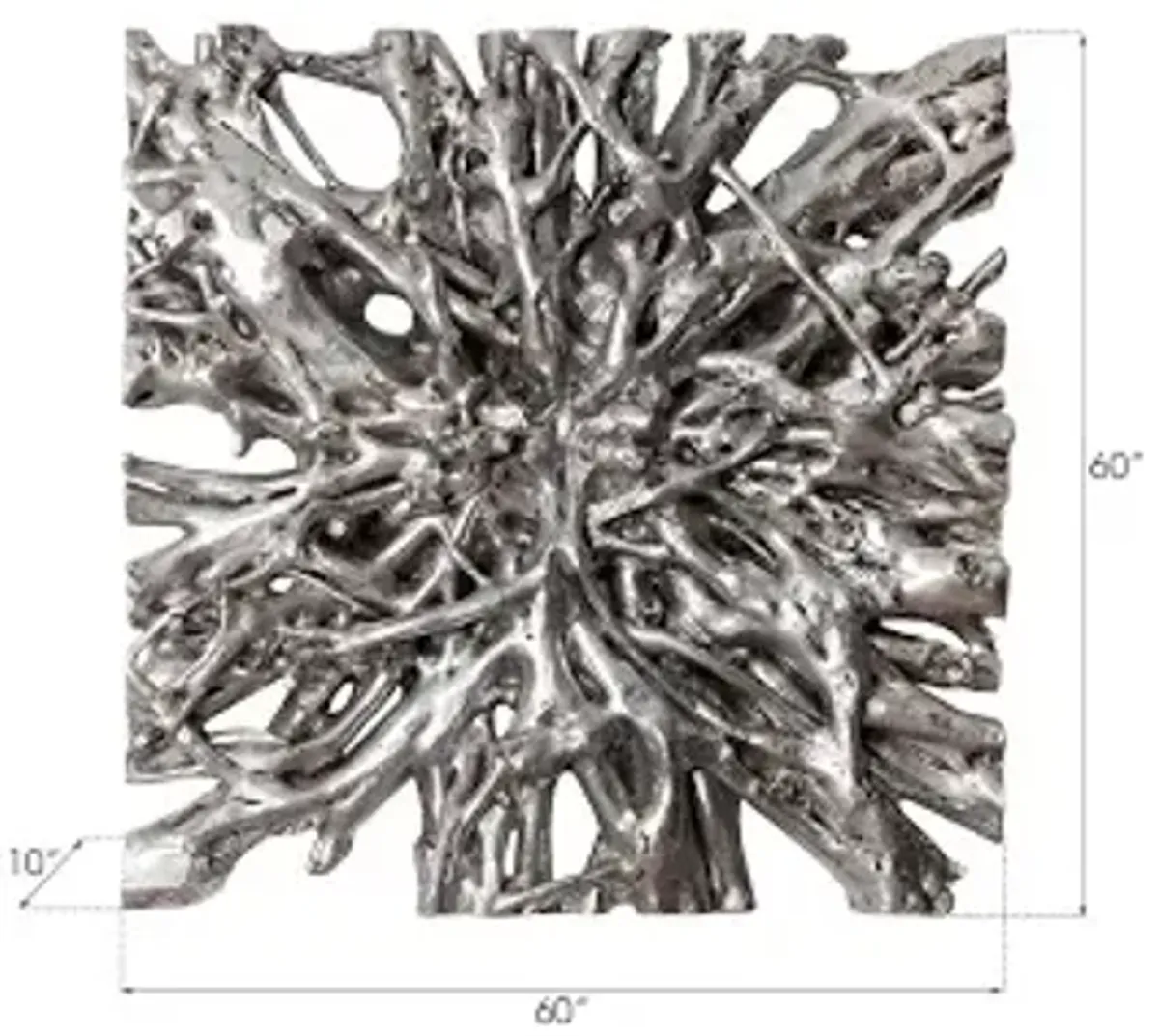 square root wall art, silver leaf, lg