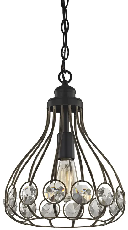 Crystal Web 11" Wide 1-Light Mini Pendant - Gold