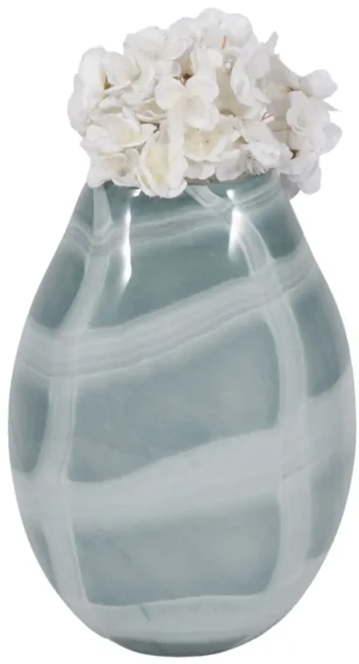 12" Slim Swirled Vase, Blue/white