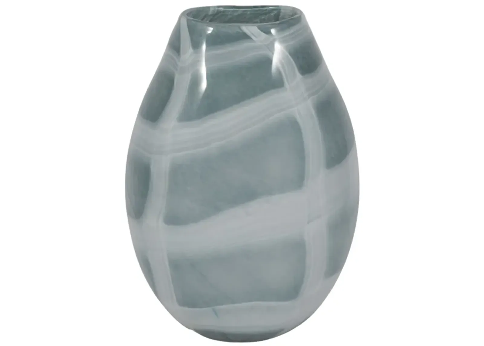 12" Slim Swirled Vase, Blue/white