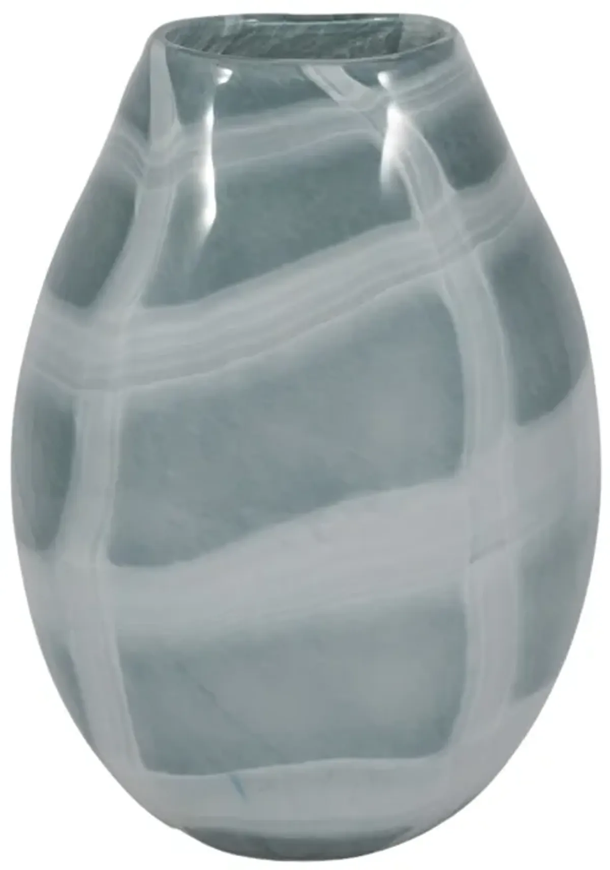 12" Slim Swirled Vase, Blue/white