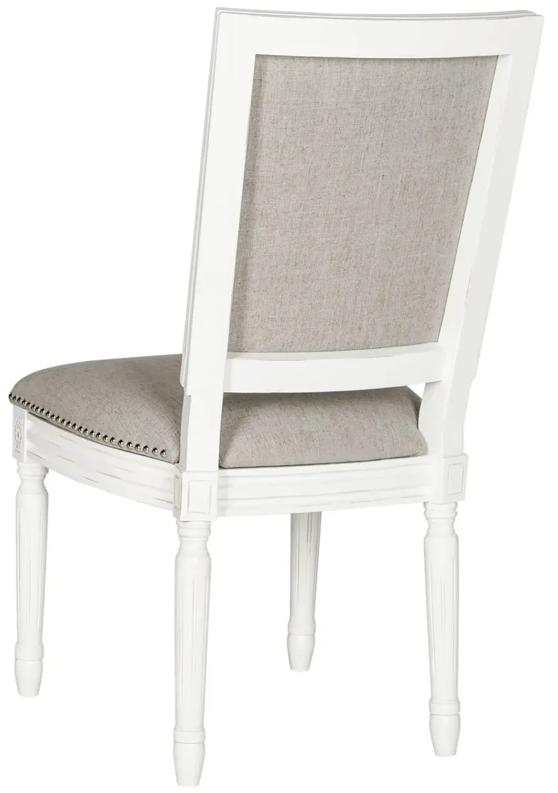 BUCHANAN 19''H FRENCH BRASSERIE LINEN RECT SIDE CHAIR - SILVER NAIL HEADS - Set of 2