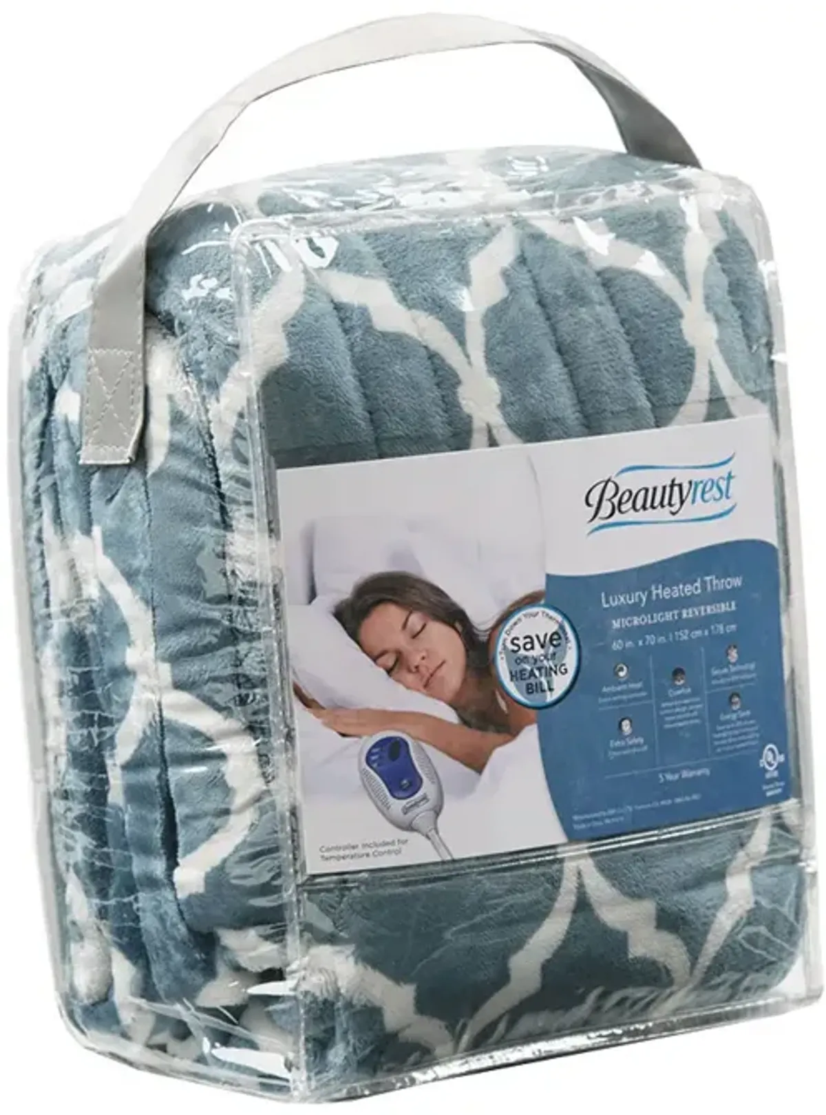 Beautyrest Heated Ogee Teal Throw