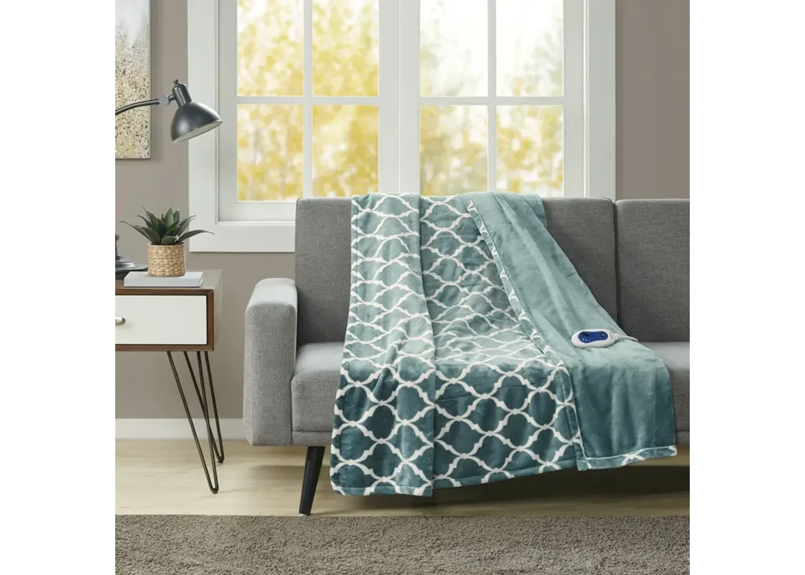 Beautyrest Heated Ogee Teal Throw