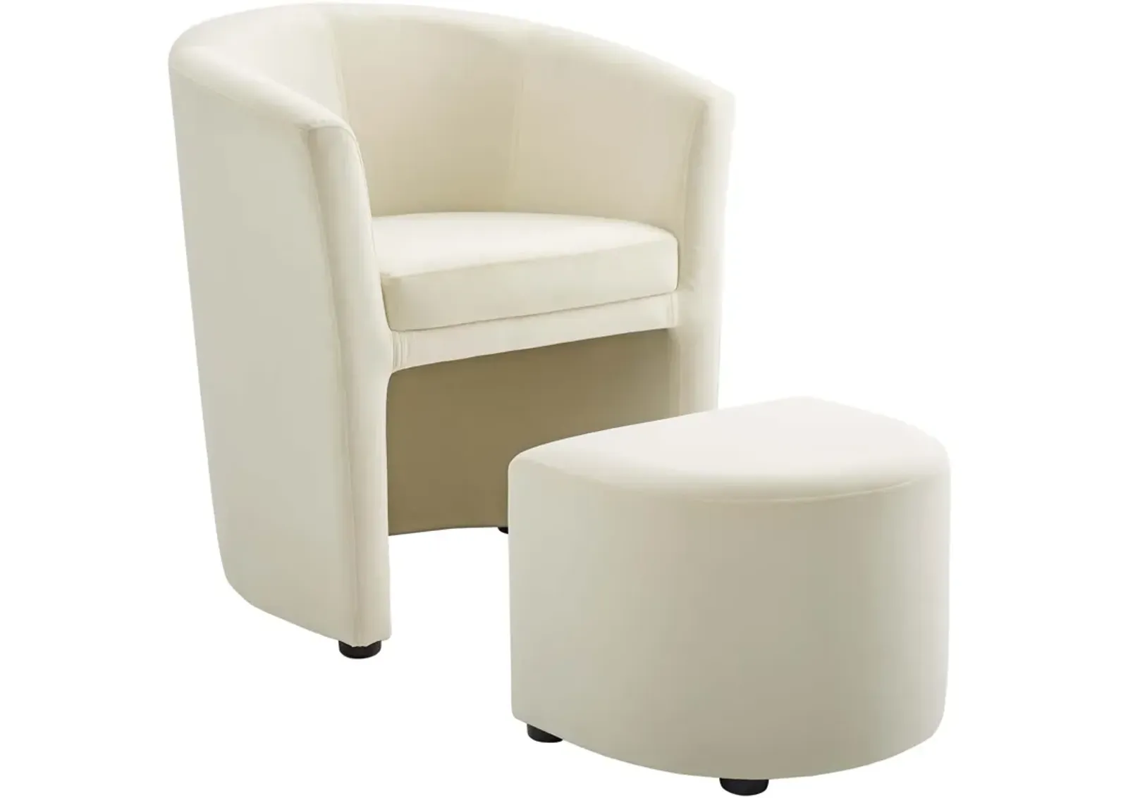 Divulge Performance Velvet Arm Chair and Ottoman Set