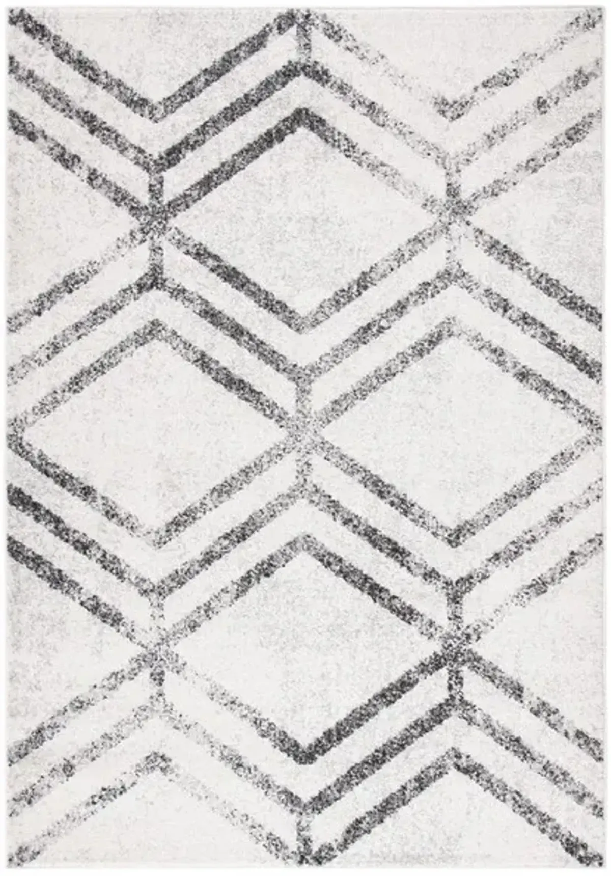 ADIRONDACK Contemporary Ivory / Grey 4' X 6' Powerloomed Rug