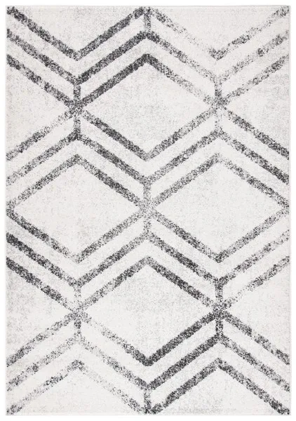 ADIRONDACK Contemporary Ivory / Grey 4' X 6' Powerloomed Rug