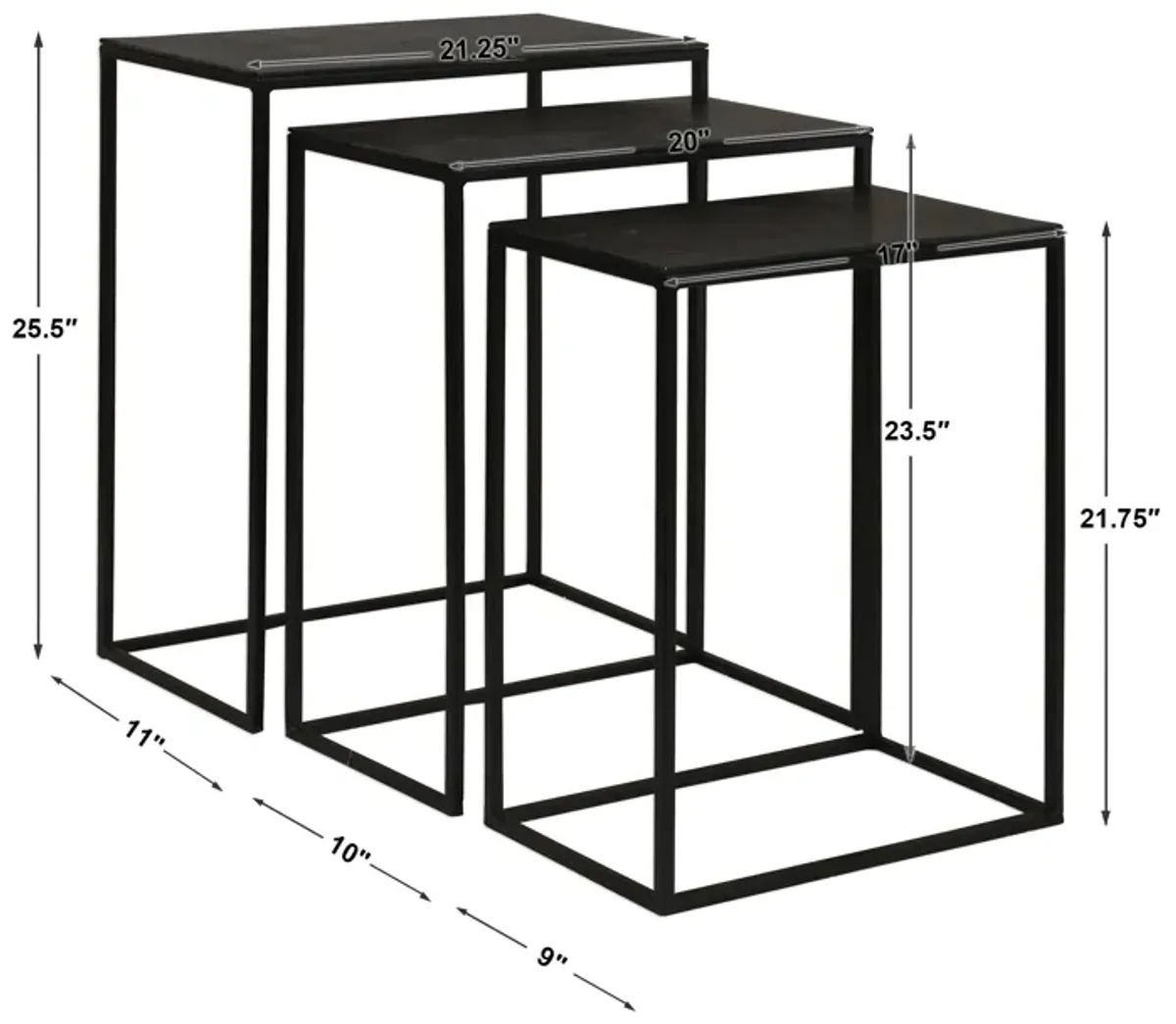 Coreene Iron Nesting Tables S/3