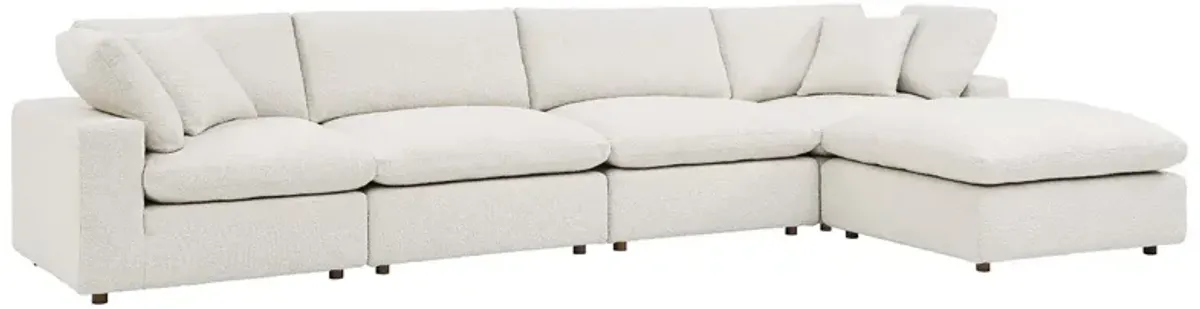 Commix Down Filled Overstuffed Boucle Fabric 5-Piece Sectional Sofa