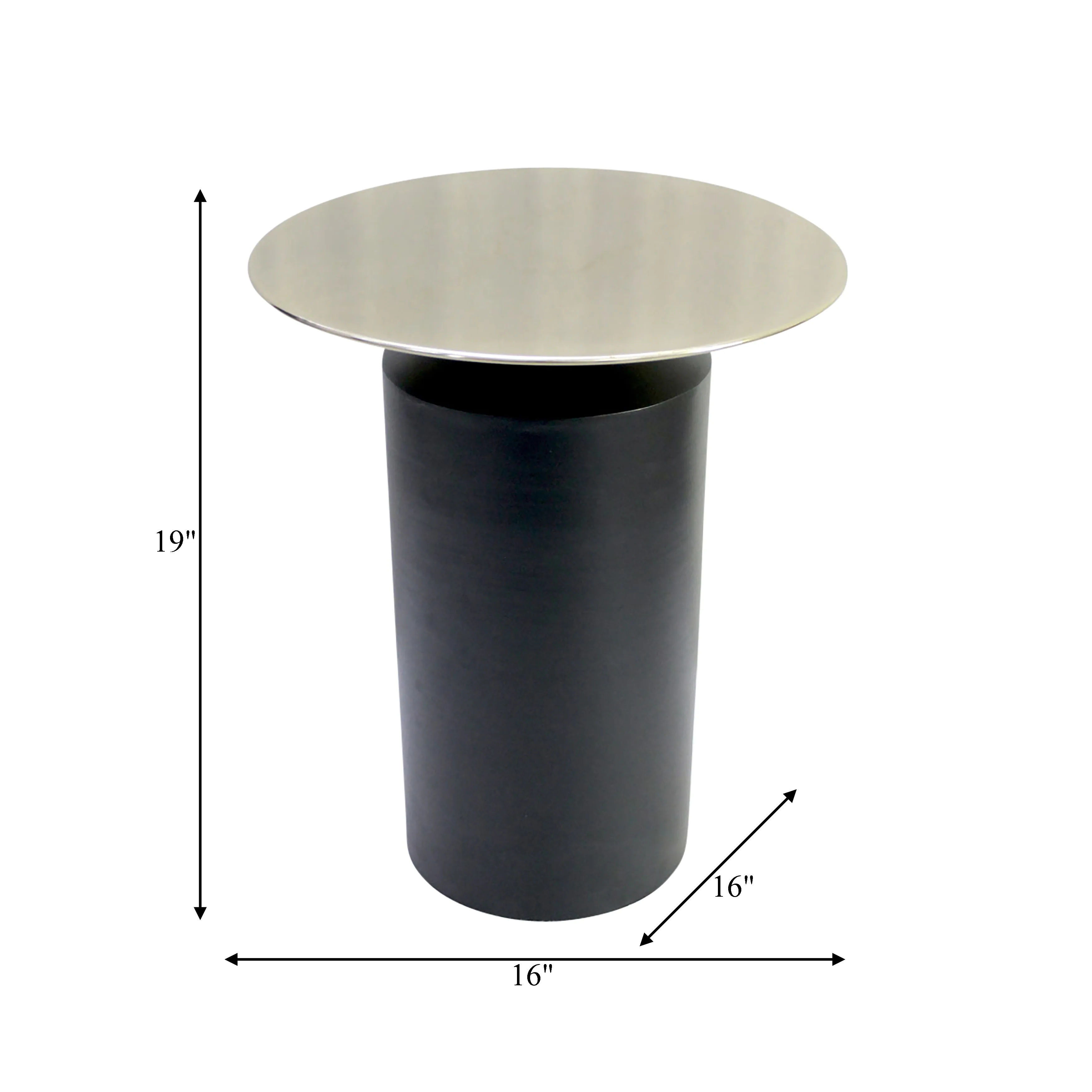 Metal, 19" Cylinder Accent Table, Black Kd