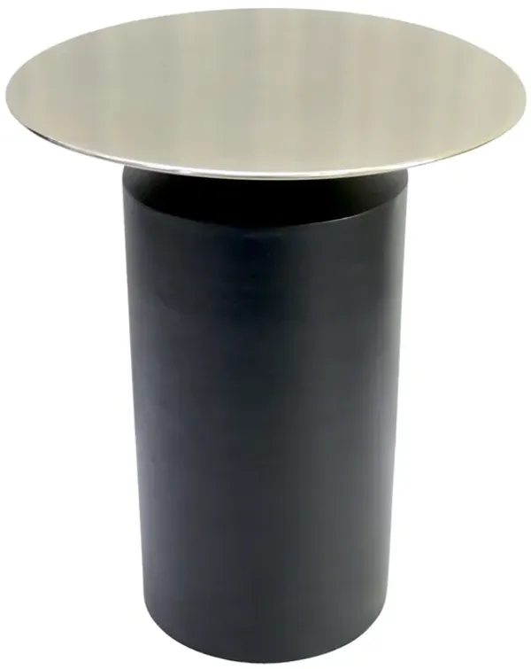 Metal, 19" Cylinder Accent Table, Black Kd