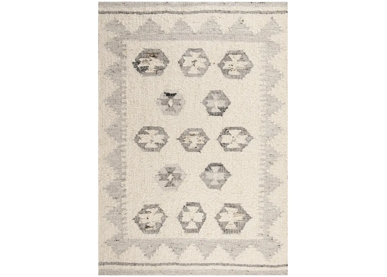 Nova Silver/Ivory  Hand Spun Wool/Cotton 8' x 10' Rectangle Rug