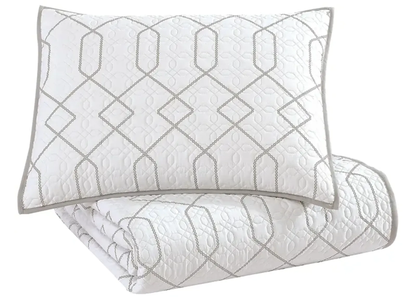 Alexander 3 pc Coverlet Set White/Gray