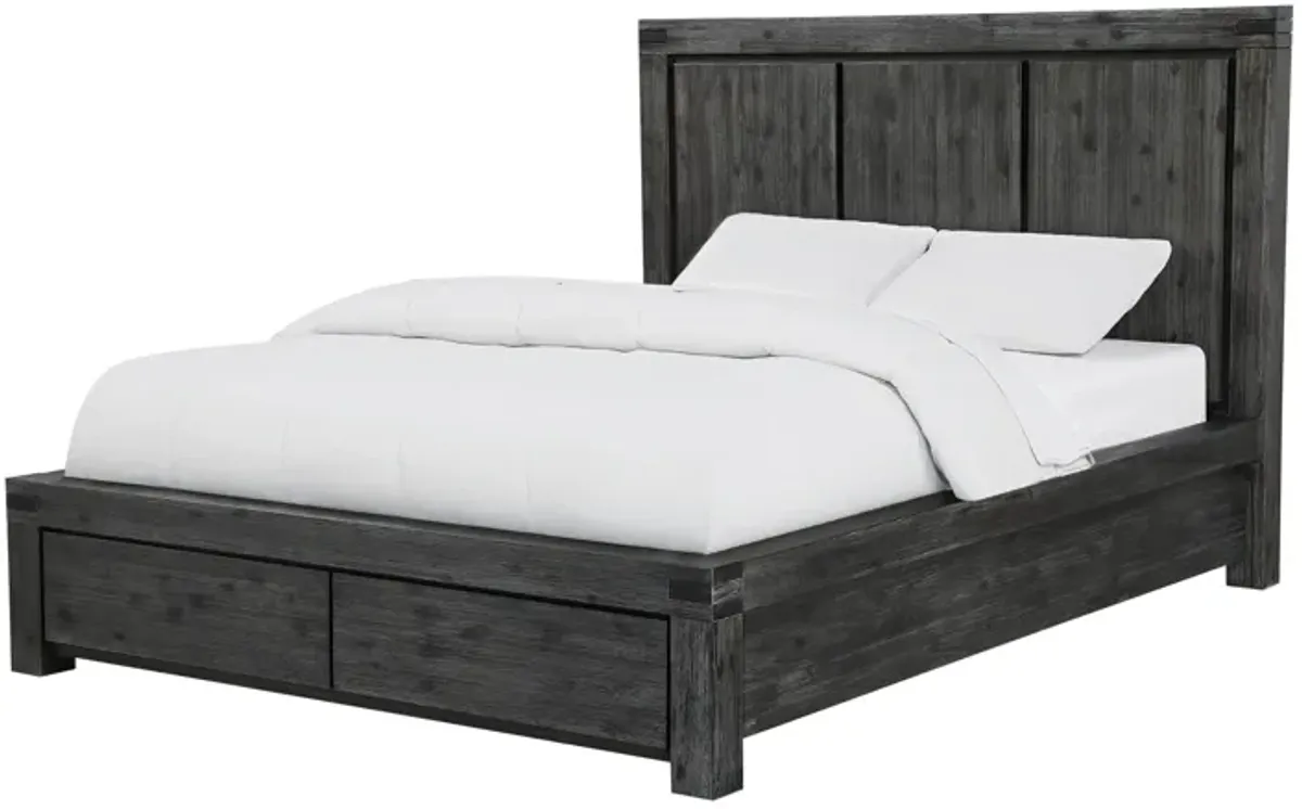 Meadow California King-Size Solid Wood Storage Bed in Graphite