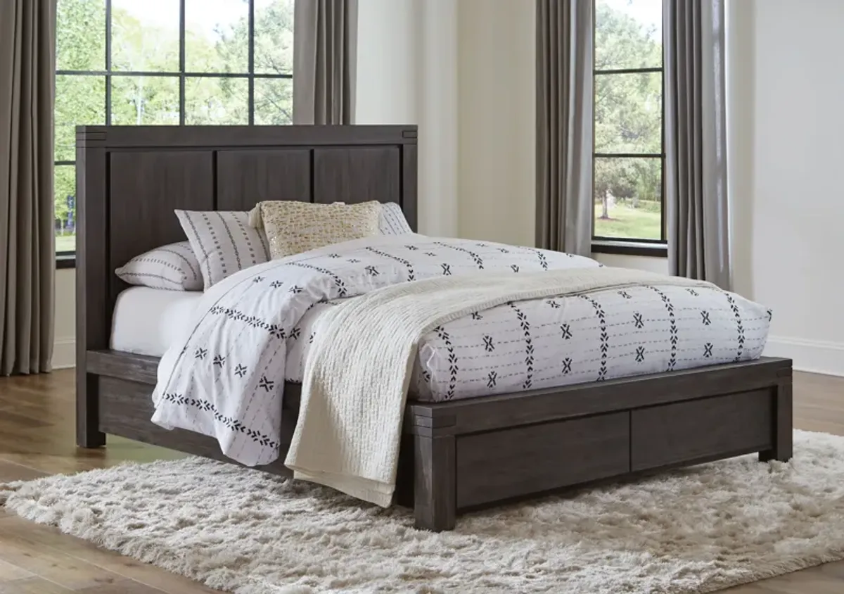 Meadow California King-Size Solid Wood Storage Bed in Graphite