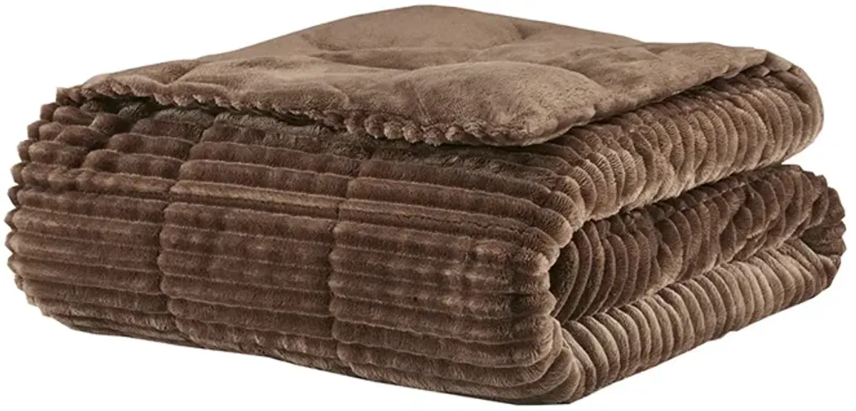 Premier Comfort Parker Brown Oversized Plush Down Alternative Filled Throw