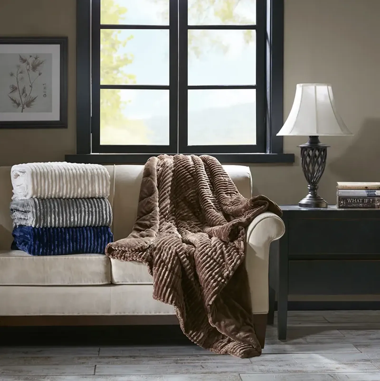 Premier Comfort Parker Brown Oversized Plush Down Alternative Filled Throw