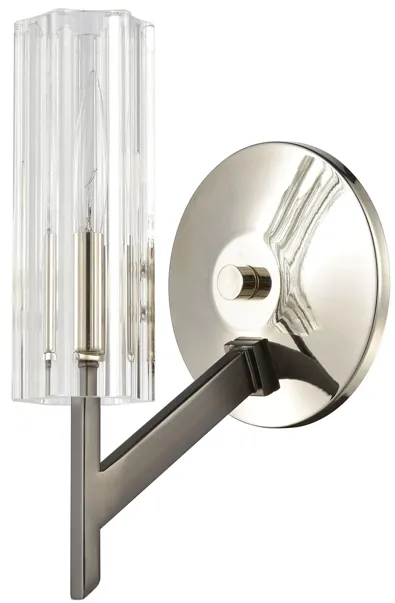 Aspire 10'' High 1-Light Sconce - Black Nickel with Ribbed Crystal