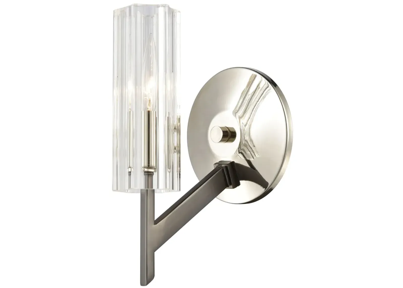 Aspire 10'' High 1-Light Sconce - Black Nickel with Ribbed Crystal