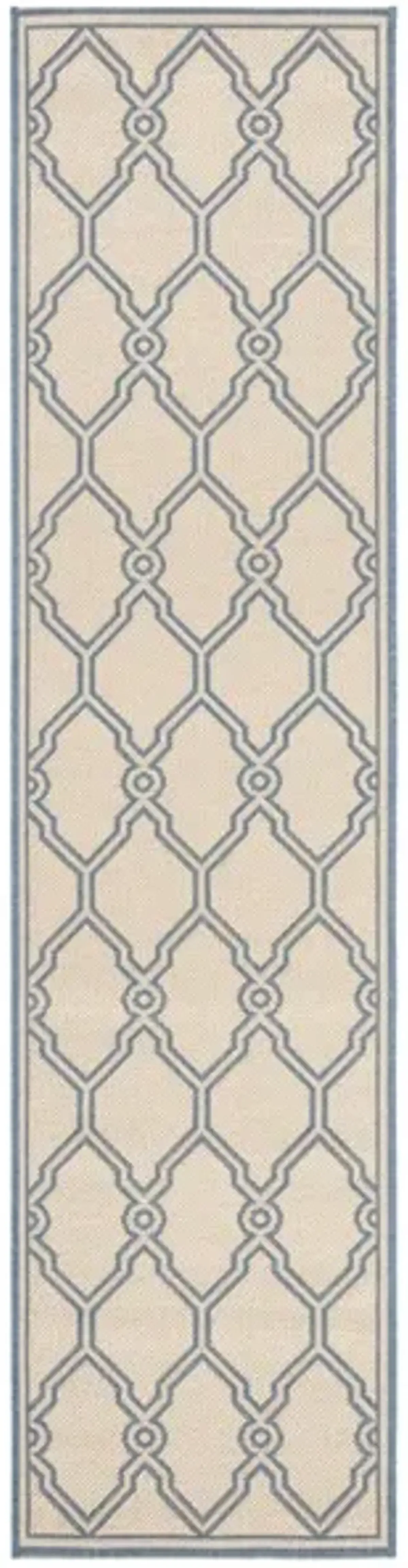 LINDEN 124 Collection LND124N-28 Cream / Blue 2'-2" X 8'