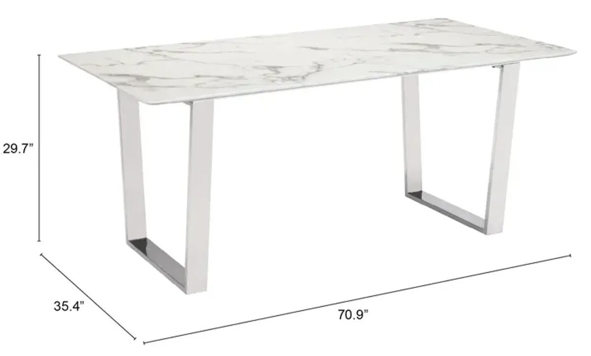 Atlas Dining Table White & Silver