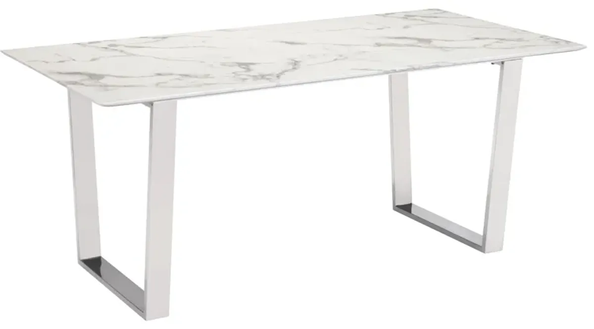 Atlas Dining Table White & Silver