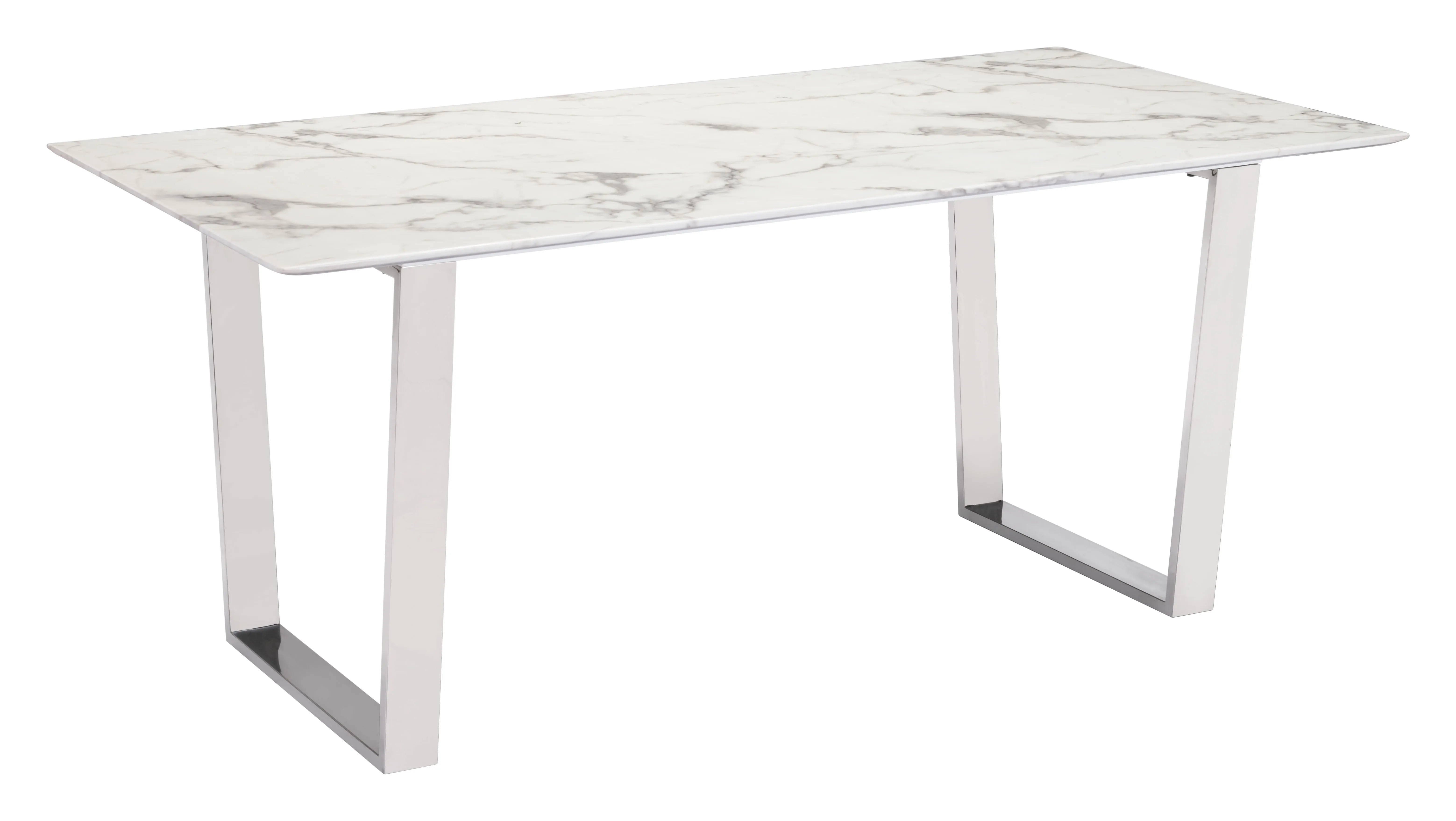 Atlas Dining Table White & Silver