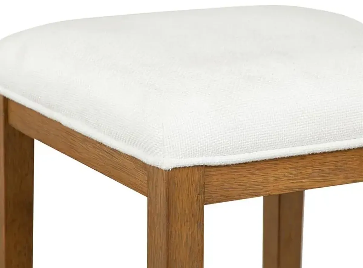 Stool w/White Upholstered Seat