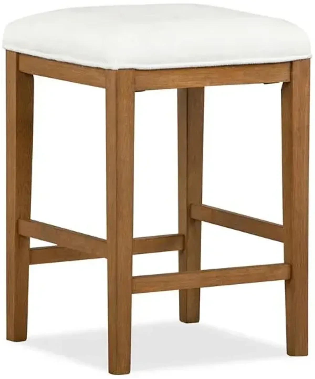 Stool w/White Upholstered Seat