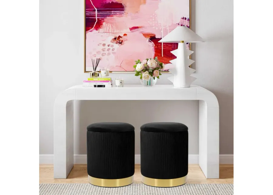 Zoe Black Velvet Storage Ottoman