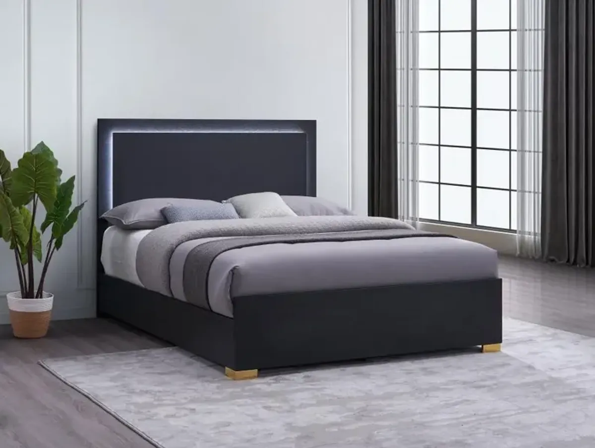 Marceline Eastern King Bed with LED Headboard Black